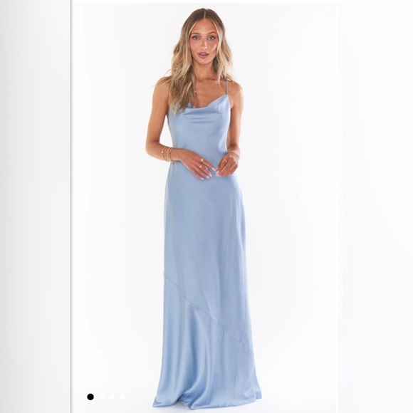 NWOT SHOW ME YOUR MUMU - Tuscany Maxi Slip Dress size S color: steel blue - Picture 1 of 4